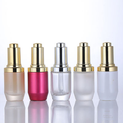 buy Round Transparent Glass Foundation Bottle Simple Design Silk Screen Printing Cosmetic Packaging online manufacturer